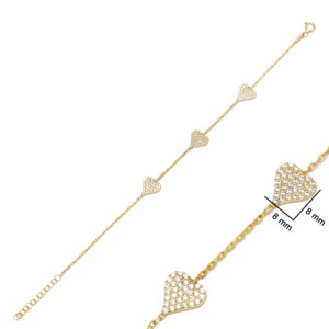 8mm Heart Design Clear Zircon Stone <b>Charm</b> Woman Bracelet Turkish Handmade Wholesale 925 Sterling Silver Jewelry - Product Image 3