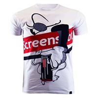 Camiseta de Manga Corta Estampada para Hombre, 100% Algodón, Tejido de Punto Transpirable y Ecológico de Estilo Vintage
