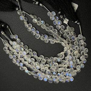 Rainbow Moonstone Faceted Heart Shape Briolette Beads Cuentas naturales Piedras preciosas para joyería - Product Image 4