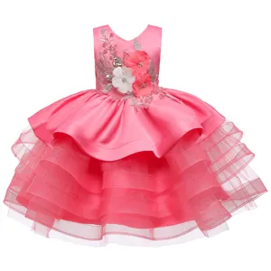 Gaun pengiring pengantin perempuan cantik rok anak perempuan anak-anak halus untuk pesta ulang tahun gaun gadis bunga ungu anak 2 tahun