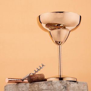 Verre à vin Margarita Best-seller Or rose, 350ml | Verre à vin à cocktail en acier inoxydable Verre à martini - Product Image 2