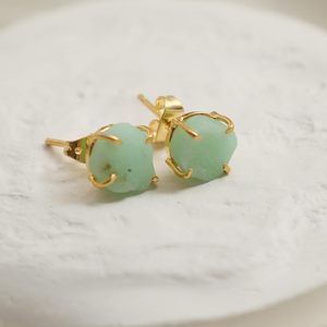 8-10มม. หินคริโซเพรสสีทองประดับอัญมณีมินิมอลสำหรับผู้หญิง - Product Image 6