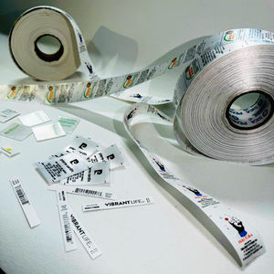 Rubans en coton blanc imprimés sur mesure, rouleau carré, finition découpée à chaud, étiquettes d'entretien de lavage de vêtement en TPU pour vêtements, chaussures et sacs-usine - Product Image 2