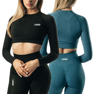 Sujetador deportivo con cintura elástica ligera reciclable para mujer, conjunto de mallas, ropa deportiva de entrenamiento de gimnasio de alta comodidad con decoración de cremallera - Product Image 2