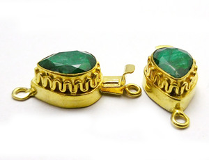 Piedra preciosa Esmeralda 1 hebra 2 hebras y 3 hebras cierre de caja de lágrima 18K chapado en oro 25X14X10MM Cierre de fabricación de joyas B630 - Product Image 3