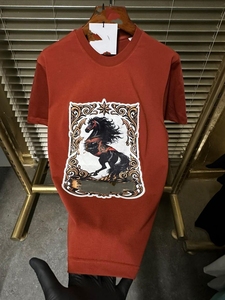 Camiseta de Manga Corta para Hombre, Talla Grande, de Seda/Algodón, con Estampado Animal, 300 Gramos, Anti-Pilling, Cuello Redondo, Casual, Transpirable, Ecológica, OEM, ODM - Product Image 3