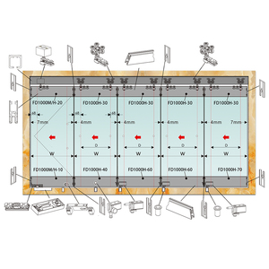 Bán buôn Side hinged Series 4 Bảng điều chỉnh bi-folding <span class=keywords><strong>Door</strong></span> Kit thép không gỉ các bản vá lỗi bi-folding Top treo hệ thống cửa - Product Image 4