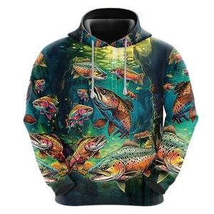 Ropa de pesca para hombres Sudadera con capucha de lana Sublimación 3D Impreso Sudadera con capucha Hombres Mujeres Ropa deportiva Ropa de pesca - Product Image 3