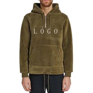 OEM Custom Logo Design Half Zipper Long Sleeve <b>Men's</b> Clothing <b>Hoodies</b> Sweatshirts Solid Pattern Color <b>Sherpa</b> Fleece <b>Men</b> <b>Hoodies</b> - Product Image 5