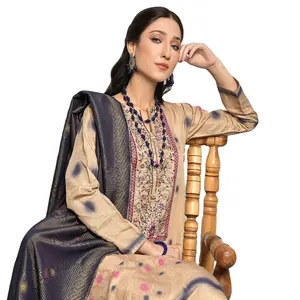 Salwar Bộ Đồ 3 Mảnh Vải Jacquard Banarsi Pakistan Và Ấn Độ Cho Nữ Có Thêu Theo Thùng Rác