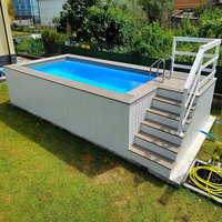 Piscine hors sol facile à installer pour la cour, grande piscine en fibre de verre avec fenêtre en verre de 8 m, idéale pour le plaisir en famille