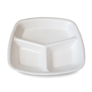 Barquette alimentaire jetable Hevdem en mousse de canne à sucre, écologique, à 3 compartiments, pour la restauration à emporter - Product Image 3