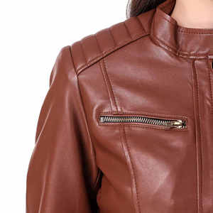 แจ็คเก็ตหนังแท้ผู้หญิงแบบใหม่ คอตั้ง โลโก้ด้านหน้า ผ้าถัก ระบายอากาศ แห้งเร็ว รับทำโลโก้ ขายส่งสำหรับฤดูหนาว - Product Image 5