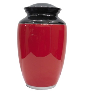 Urnas de cremación clásicas de aluminio para adultos con banda de grabado de Peltre y esmalte gris acabado para cenizas humanas. - Product Image 2