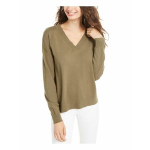 Pull col en V pour enfant Planet Gold Junior, vert, avec logo sur le devant, respirant, en maille douce, appliques décontractées, tailles petites pour l'automne-hiver - Product Image 1