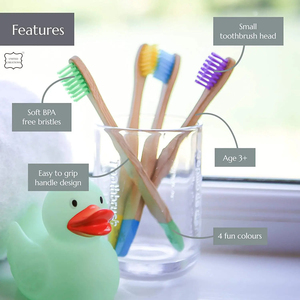 แปรงสีฟันไม้ไผ่สีสันสดใสสำหรับเด็กแปรงสีฟันไม้รีไซเคิลรีไซเคิลโลโก้เป็นมิตรต่อสิ่งแวดล้อมสำหรับเดินทาง - Product Image 5