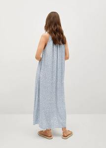 Venta al por mayor logotipo personalizado señoras sin mangas floral impreso indefinido Casual Maxi vestido mujeres vacaciones estilo impreso espalda descubierta Maxi - Product Image 3