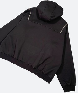 Vente en gros 2024 sweat à capuche d'hiver 100% coton pour hommes conception personnalisée motif solide fermeture éclair bouton sur capuche poche couleur unie Service OEM - Product Image 2