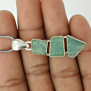 Prix de gros de haute qualité en argent Sterling 925 Amazonite naturelle pierre précieuse aspect antique pendentif bijoux faits à la main fournisseurs en vrac - Product Image 3