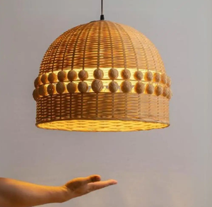 VIET FARGIMEX Traditional Table <b>Lamp</b> with Multicolored Natural <b>Shade</b> Cozy Home Decor Accent <b>Bamboo</b> and Wood Crafts - Product Image 4