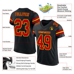 Camiseta de fútbol americano de entrenamiento, uniforme cómodo transpirable ligero personalizado para Escuelas Universitarias, clubes juveniles - Product Image 2
