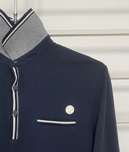 Coton pour hommes décontracté confortable respirant solide pour chemise nouveau Design manches longues bouton col montant Logo personnalisé teint en plaine - Product Image 4