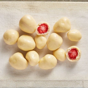 Dragées de fraises lyophilisées de haute qualité enrobées de chocolat blanc, friandise sucrée premium, emballage en vrac - Product Image 2