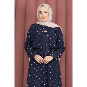 Ensemble jupe en mousseline indigo à pois pour femme avec foulard, motif floral, col à nœud, coupe ample pour printemps/été, inclut un pantalon taille XL - Product Image 2