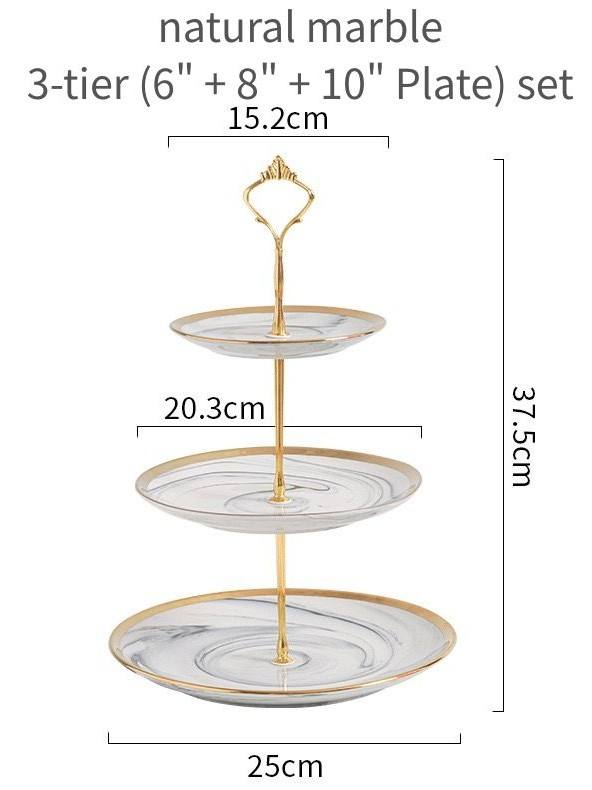 ชุดจานหินอ่อนธรรมชาติ 3 ชั้น (6"+8"+10")