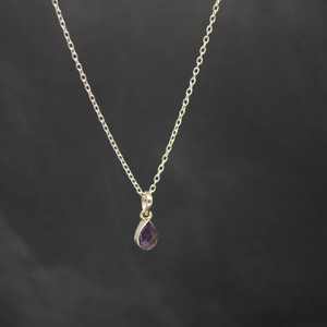 Lovely Sterling Silver <b>Chain</b> With Natural Pear Cut Purple Amethyst Gemstone Healing Stone Pendant Necklace Fashion <b>Jewelry</b> - Product Image 1