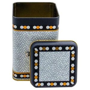 Boîte de rangement en métal Kontensan ER0225D 1,6 L, motif géométrique en mosaïque, 105x105x160 mm, carrée, pour le stockage et la conservation des aliments - Product Image 3