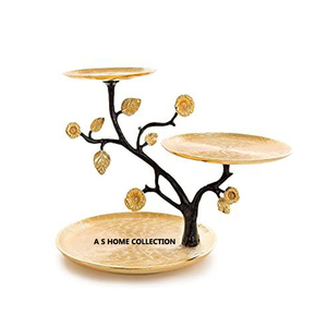 Wedding Decorative <b>White</b> Marble <b>Round</b> Cake Stand with Silver Metal Base Stand for <b>Table</b> Centerpiece Decor At Best Price - Product Image 2