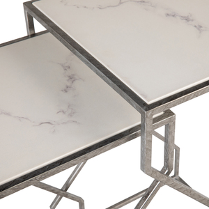 Table gigogne de luxe Istanbul avec dessus en pierre de quartzite et base en fer forgé fabricant d'usine fournisseur - Product Image 3