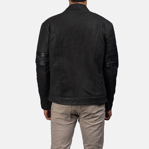 Chaqueta de cuero de tela de lona cálida de invierno estilo callejero para hombre, Color sólido con cuello levantado para niños y niñas - Product Image 5