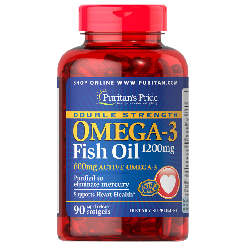 Atacado puritans orgulho dupla força ômega 3 óleo de peixe 1200 mg/600 mg omega-3 90 contagem antioxidante distribuidor dos eua