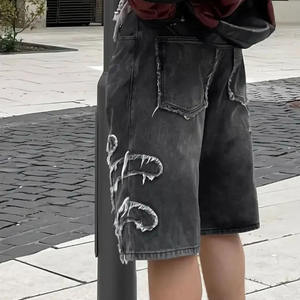 Premium Forte demande Hommes Casual Raw Trim Denim Shorts Chic Street Style Loose Fit Short Jorts Bermuda Shorts Avec Marque Privée - Product Image 6