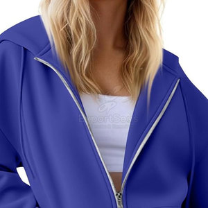 Sudadera con cremallera transpirable de lana acogedora para uso diario y actividades al aire libre Sudadera con capucha de algodón suave con cremallera - Product Image 6