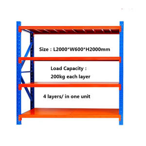 Rak penyimpanan logam industri, rak gudang pekerjaan berat 4 lapisan 200kg lebar panjang - Product Image 1