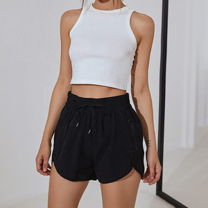 96% Nylon 4% Spandex Pantalones cortos de cintura alta para mujer True Fit Estilo deportivo con bolsillo oculto y forro transpirable - Product Image 2