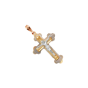 Nueva llegada 14K Tri-Color chapado en oro cristiano crucifijo colgante diamante incrustado Jesús Cruz encanto moda colgantes encantos - Product Image 3
