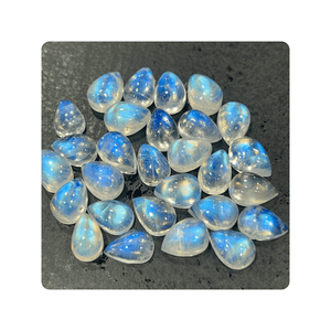 AAA grado Natural azul fuego indio Arco Iris piedra lunar 7x10mm forma de pera piedra preciosa cabujón transparente llamativo piedra lunar - Product Image 4