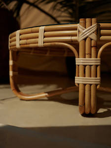 Mesa de Centro de Ratán Contemporánea Hecha a Mano Nhat Minh con Tapa de Cristal de Loto, Diseño Nuevo de 2024, Muebles para el Hogar, Decoración para Sala de Estar - Product Image 2