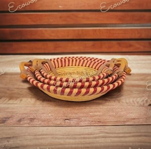 Cesta de mimbre de lujo hecha a mano, juego de bandejas, almacenamiento multicolor, ovalado, hogar, restaurante, luz, decoración del hogar, tocador, contenedor colgante de pared - Product Image 3
