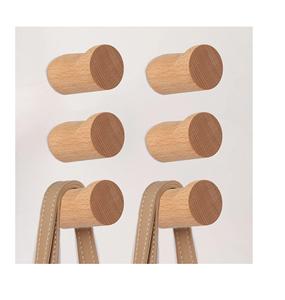 Ganchos de madera natural para pared, paquete de 6 ganchos de madera montados para sombreros, clavijas de pared de madera decorativas modernas para pared de entrada, resistente - Product Image 1