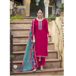 Nouveau pantalon Kurti pour femmes en tissu de soie viscose avec impression numérique en soie Dupatta en fil et travail à la main par exportation - Product Image 1