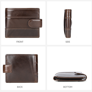 กระเป๋าสตางค์แบบพับสองตอนสำหรับผู้ชาย ดีไซน์เนอร์แบรนด์ Carry Plan ช่องใส่เหรียญด้านหน้า หนังแท้ ช่องใส่บัตรเครดิต ซับในโพลีเอสเตอร์ คุณภาพสูง - Product Image 6