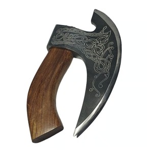 Handmade Stainless Steel Pizza Slicer Wood <b>Handle</b> High Original Viking <b>Axe</b> Design Chef Knife Kitchen Use Includes Leather Sheath - Product Image 5