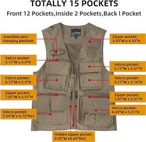 Gilet de chasse d'été pour homme, camouflage, multi-poches, pêche en plein air, maille respirante, personnalisable, sans manches, avec motif imprimé - Product Image 4