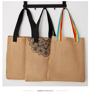 High Quality Cotton <b>Jute</b> Tote <b>Bag</b> Eco-Friendly Striped Pattern New Trend Burlap <b>Shopping</b> <b>Bag</b> with Customizable Logo - Product Image 5