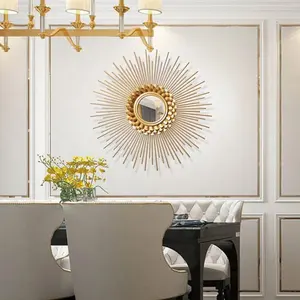 Modern Elegant Round <b>Gold</b> Metal <b>Wall</b> <b>Mirror</b> Handmade with Antique Finish for Home and Hotel Decor at Wholesale Price - Product Image 4